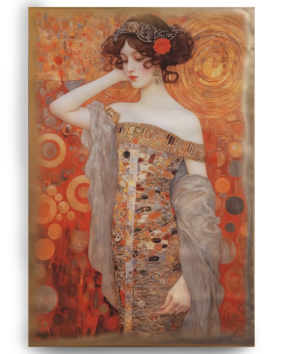 Belle Epoque DS0398 by artist Ksavera - Large Giclée print on canvas, black or gold edges Klimt