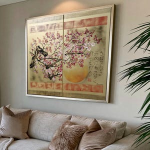 Japanese sakura J308 - gold diptych, original art, japanese style paintings by artist Ksavera