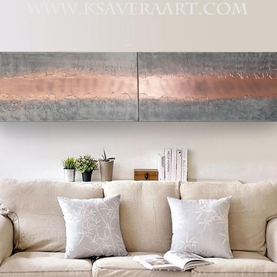 Copper & Steel Abstract textured painting A472 Acrylic Contemporary Art for Lounge, Office or above sofa by artist Ksavera