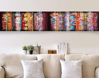 Farbenfrohes Diptychon A620 – moderne abstrakte Wandkunst auf tiefen Leinwänden, handgemaltes Acrylbild von Ksavera