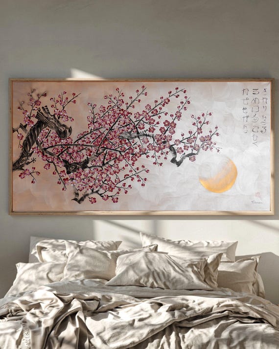 Japanese Sakura J516 | Original Acrylic Painting on Large Canvas | Contemporary Wall Art by Ksavera