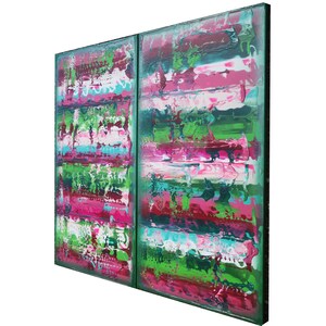 Rainbow diptych long abstract paintings A639 acrylic painting by artist Ksavera image 5