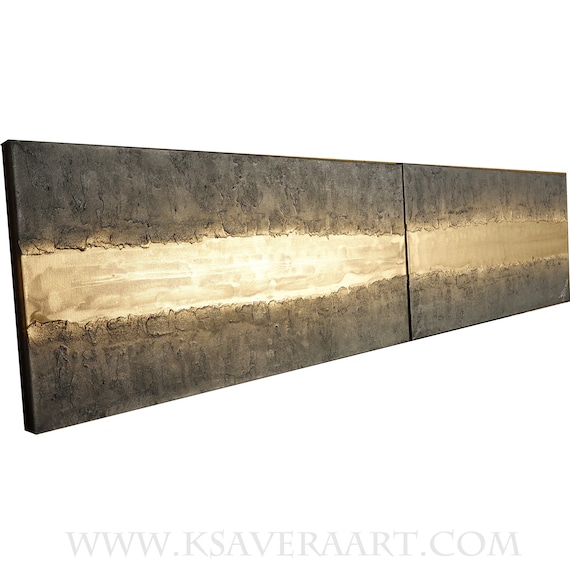 Gold & Steel Abstract textured painting A435 Acrylic Contemporary Art for Lounge, Office or above sofa by artist Ksavera