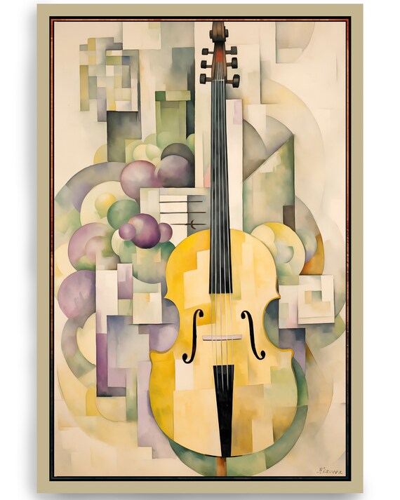 Cubist music DS0368 by artist Ksavera - Giclée print on the stretched canvas or the unstretched canvas, the fleece blanket or mat rug