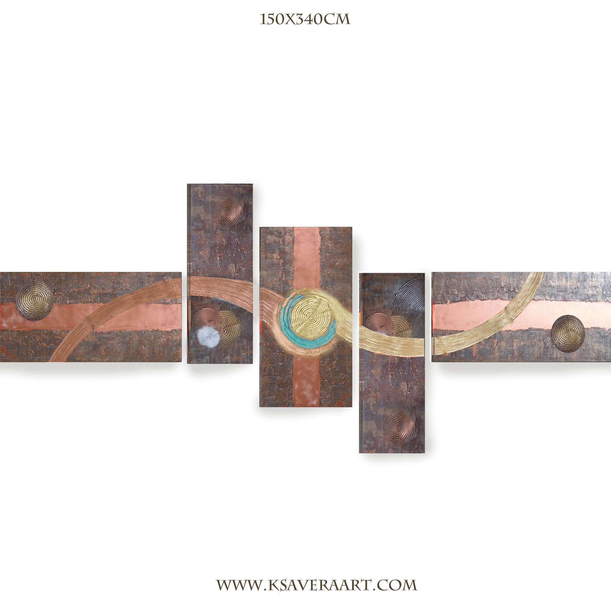 XXL Abstract Set 5 piece paintings 150x340cm or 120x260x4cm made to