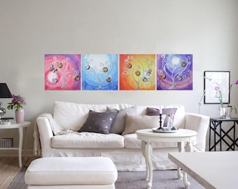 Abstract Tree of Life Painting B012 Modern Floral Landscape Canvas by Ksavera