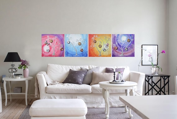 Abstract Tree of Life Painting B012 Modern Floral Landscape Canvas by Ksavera