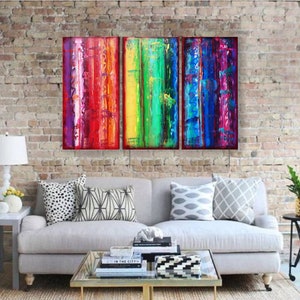 Rainbow Abstract Paintings A316 colorful art for Lounge, Office, Sleeping room or above sofa by Ksavera image 3