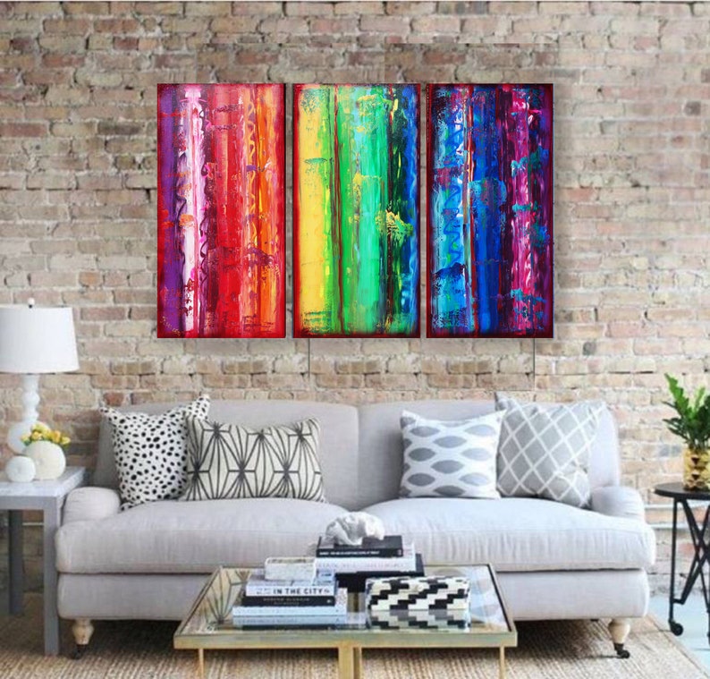 Rainbow Abstract Paintings A316 colorful art for Lounge, Office, Sleeping room or above sofa by Ksavera image 3