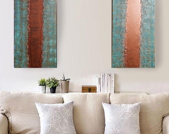 Copper & Patina Abstract textured painting A444 Acrylic Contemporary Art for Lounge, Office or above sofa by artist Ksavera