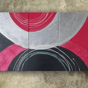 Large paintings Black himberry red silver original abstract art textured acrylic on stretched canvas glossy metallic by Ksavera image 9