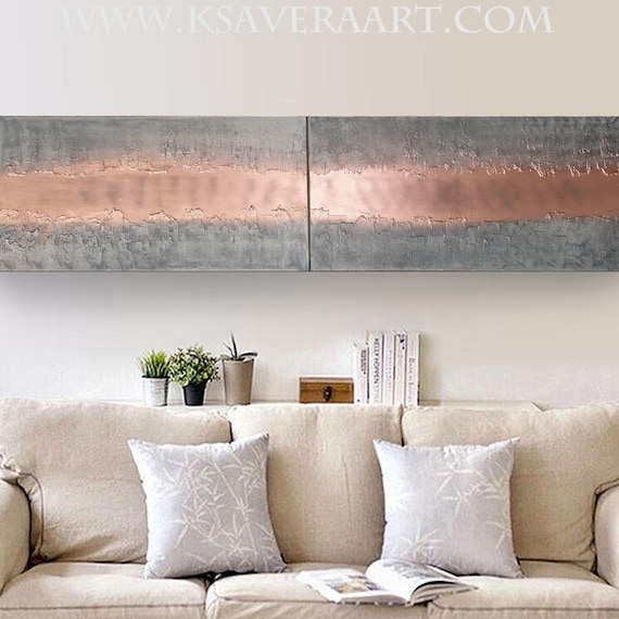 Copper & Steel Abstract textured painting A472 Acrylic Contemporary Art for Lounge, Office or above sofa by artist Ksavera