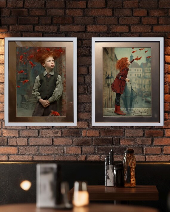 Surrealism DS0801C by artist Ksavera - READY to HANG - diptych - top quality photography printed on the glossy photopaper in frame