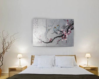 Japan Art Love Birds Japanese Style Painting J186 Large