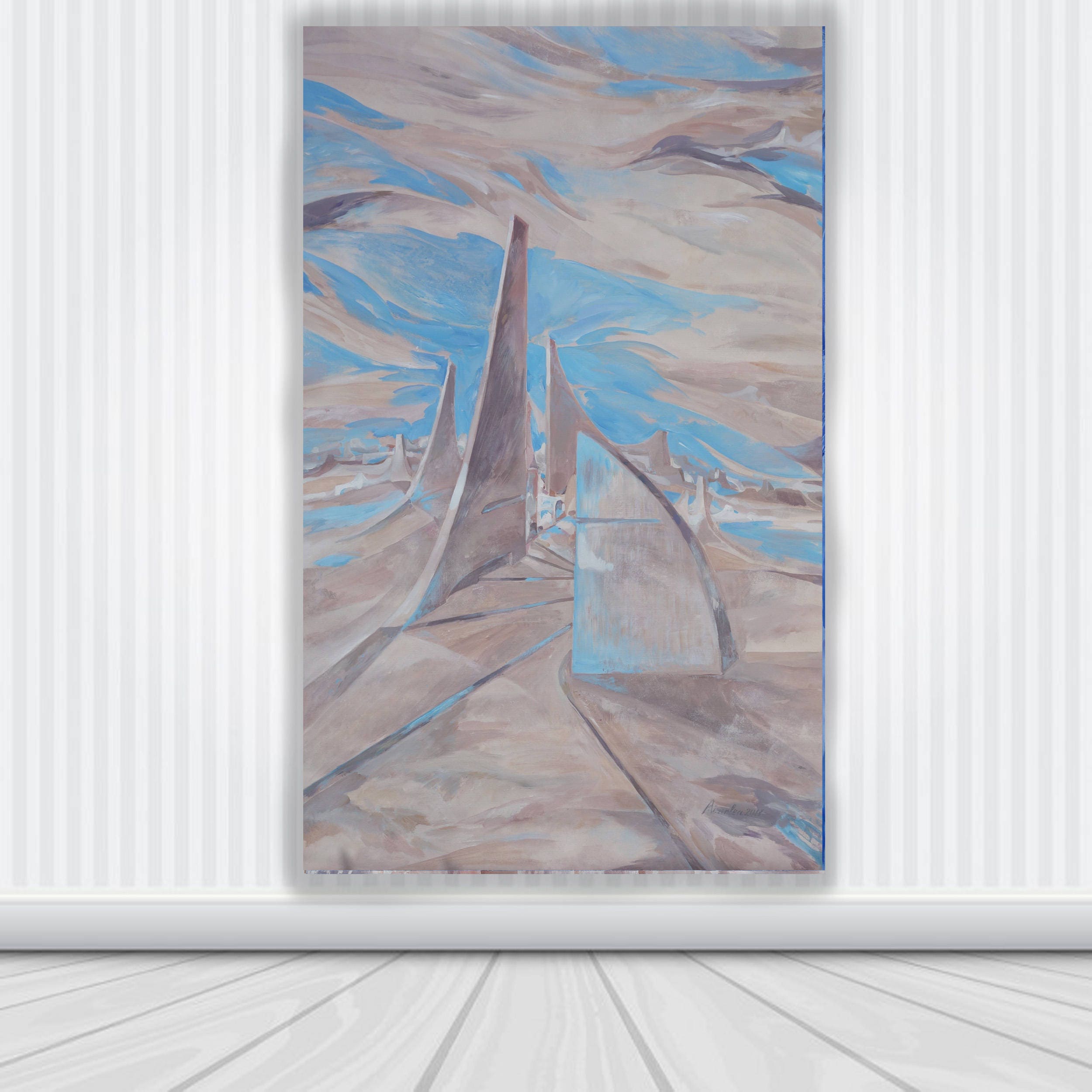 Large abstract painting 100x160 cm unstretched canvas i006 art original