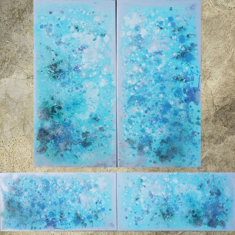 Blue Silver Abstract Painting Vertical Textured Wall Art A081 - Etsy