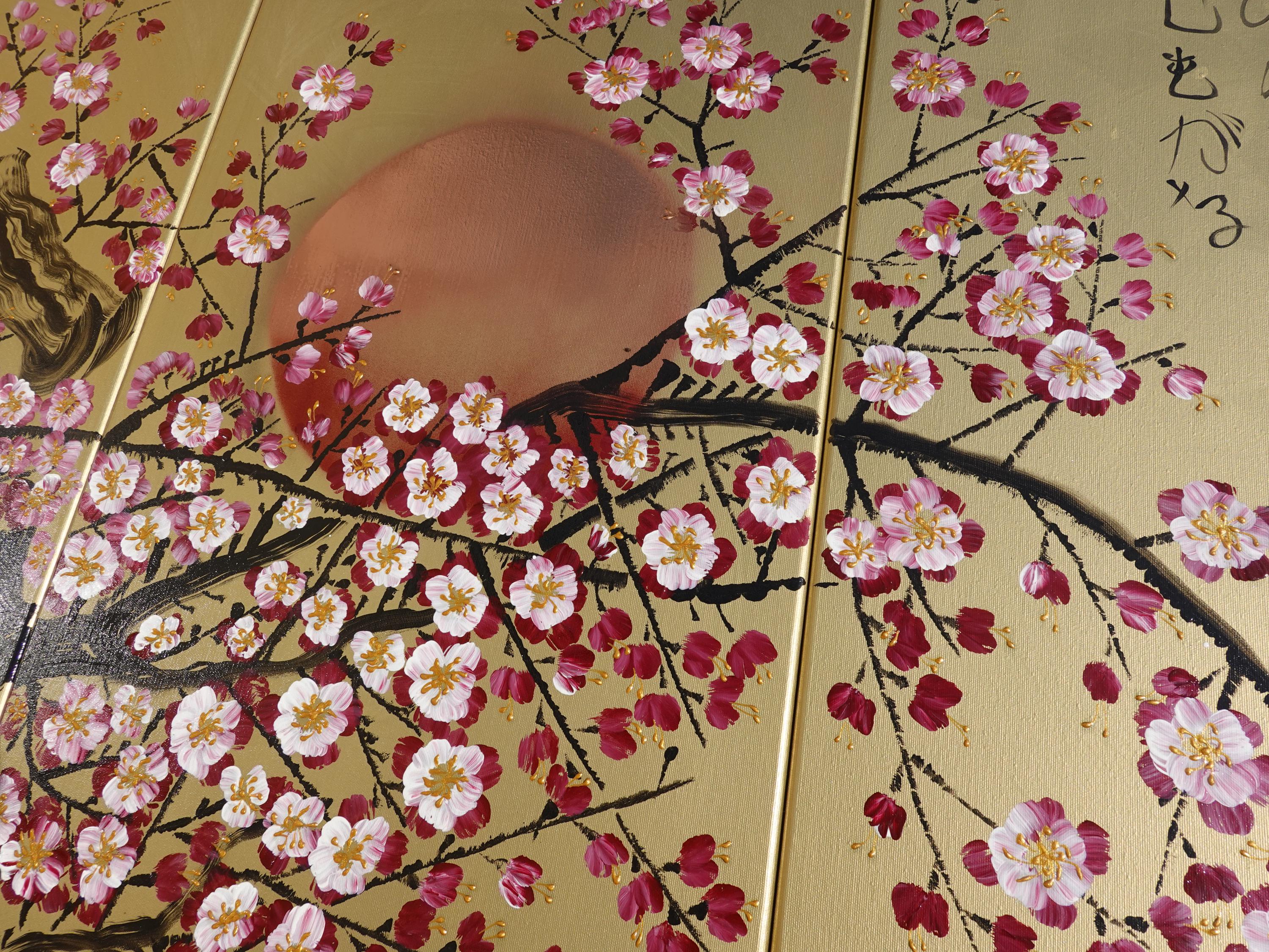 三春滝桜」透明水彩画 原画 風景画 額縁付 SMサイズ 絵画 Oni