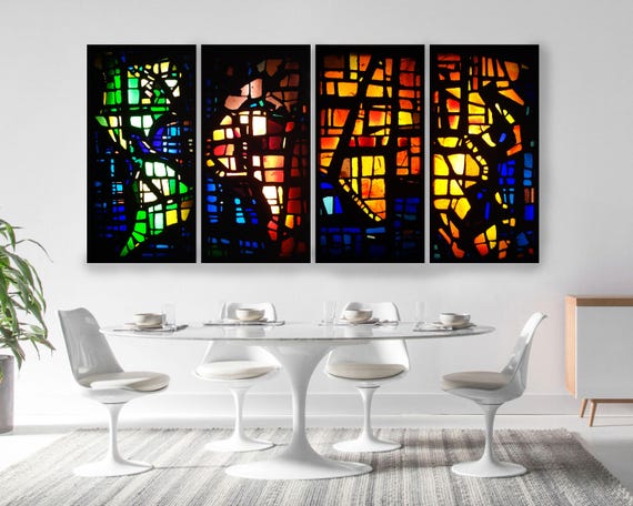 World Map Rainbow Abstract Giclee Print on canvas M014 Contemporary black art by Ksavera - Decor for office