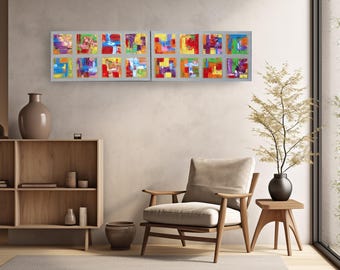 Impasto Abstraktes Gemälde "Abstract A489 " Diptychon original großformatige lange schmale Gemälde von der Künstlerin Ksavera