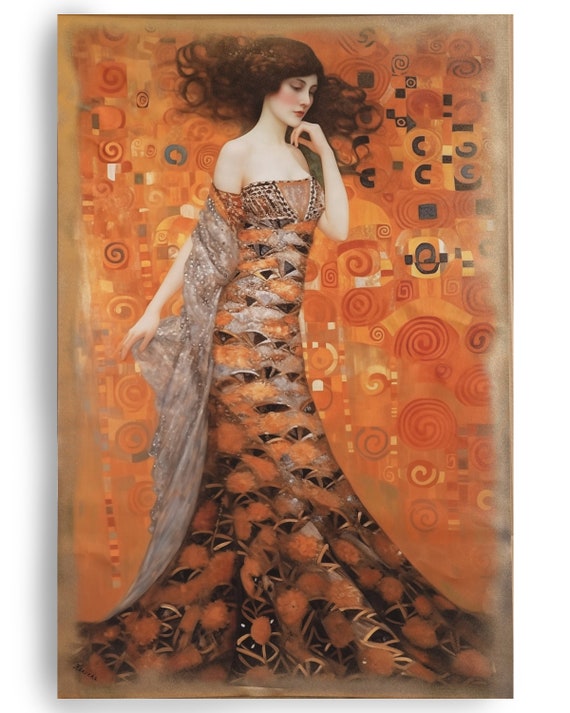 Belle Epoque DS0389 by artist Ksavera - Large Giclée print on canvas, black or gold edges Klimt