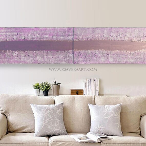 Copper diptych textured Abstract Paintings A671 art for Lounge, Office, Sleeping room or above sofa by Ksavera