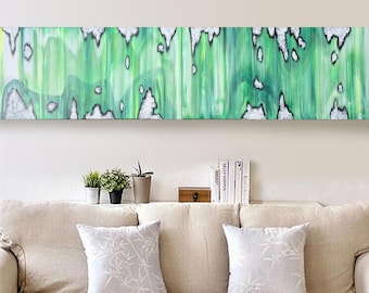 Green Abstract Art A145 | Acrylic Diptych On Stretched Canvas - Ready To Hang, Modern Wall Decor by Ksavera
