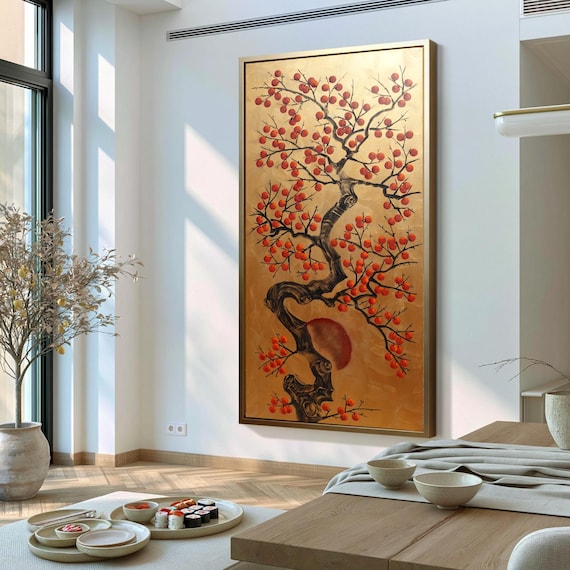 Apple Tree J550 | Large Original Gold Japanese Painting | Japandi Home Decor | Ksavera