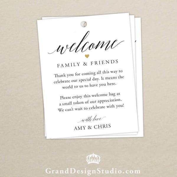 Custom Welcome to Our Wedding Bag Tag or Label - Destination Wedding Welcome Bag - Gift Bag Tag for Wedding