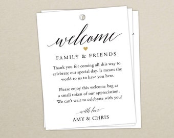Custom Welcome to Our Wedding Bag Tag or Label - Destination Wedding Welcome Bag - Gift Bag Tag for Wedding