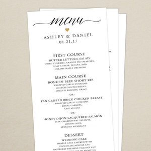 Karta menu na przyjęcie weselne - Skrypt napisany ręcznie - Spersonalizowane menu weselne - Wydrukowane menu kolacji - Wkładka do menu na serwetce - Niestandardowe