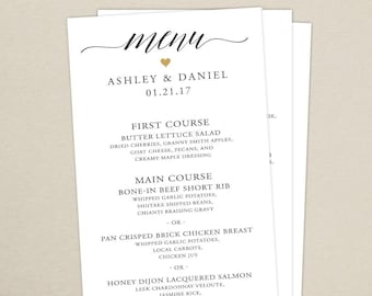 Wedding Reception Dinner Menu Card - Handwritten Script - Personalized Wedding Menu - Printed Dinner Menu - Napkin Menu Insert - Custom