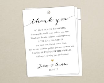 Set of 10 - Thank You Tags for Wedding Hotel Welcome Bag - Destination Wedding Tags - Wedding Welcome Bag Tags - Thank You - Gift Bag Tag