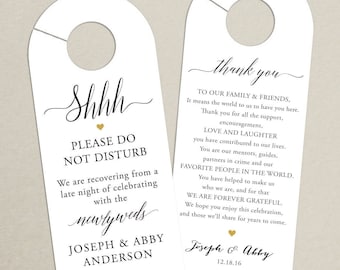 Wedding Door Hanger (SET OF 10) - Thank You Script Door Hanger for Wedding Hotel Welcome Bag - Welcome Bag Tag for Wedding Guest