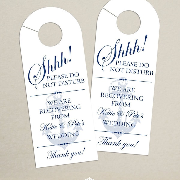 Wedding Door Hanger (SET OF 10) - Nautical Anchor Door Hanger for Wedding Hotel Welcome Bag - Welcome Bag Tag for Wedding Guest