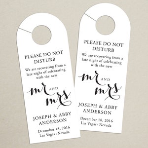 Cabide de porta de casamento (CONJUNTO DE 10) - Sr. e Sra. Cabide de porta para bolsa de boas-vindas do hotel de casamento - Etiqueta de bolsa de boas-vindas para convidados do casamento
