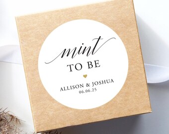 Mint to Be Wedding Favor Stickers - Personalized Wedding Sticker, Wedding Favor Sticker Label