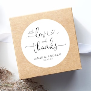 Love and Thanks Sticker - Thank You Sticker - Wedding Favor Labels - Stickers Wedding Favors, Bridal Shower Stickers