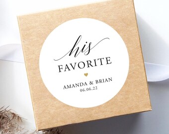 Wedding Stickers - His Favorite - Wedding Welcome Sticker - Wedding Favor Sticker - Welcome Bag Sticker Label