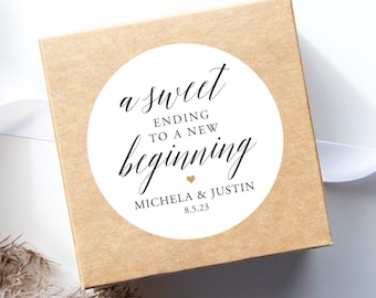 Sweet Beginning to a New Ending Wedding Sticker - Wedding Favor Sticker - Sweet Treat Sticker for Wedding - Wedding Sticker Label