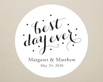 Wedding Sticker - Personalized Wedding Sticker - Best Day Sticker - Wedding Favor Sticker
