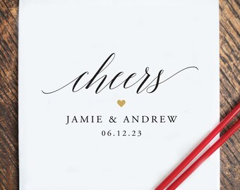 Cheers Wedding Napkins - Personalized Napkins - Cocktail Napkins - Rehearsal Dinner, Engagement, Anniversary