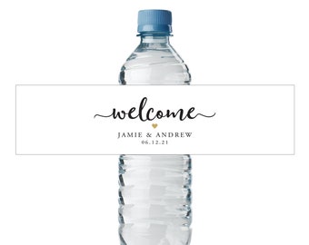 Water Bottle Label Wedding - Custom Water Bottle Label - Water Bottle Wraps - Waterproof Labels