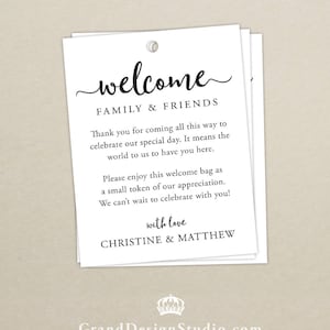 Wedding Welcome Bag Tag (SET OF 10) - Script Gift Tags for Wedding Hotel Welcome Bag - Destination Wedding Tags - Thank You