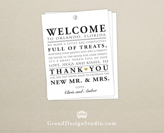 Wedding Welcome Bag Tag Set Of 10 Welcome Poem Gift Tags Etsy