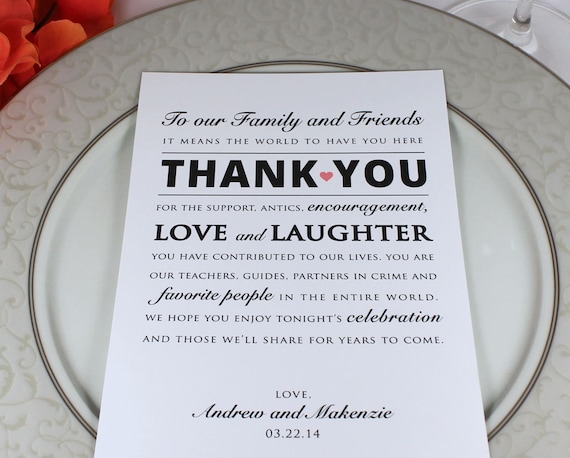 Custom Designed Wedding Reception Thank You  CardSignPoster DiY Print Ready