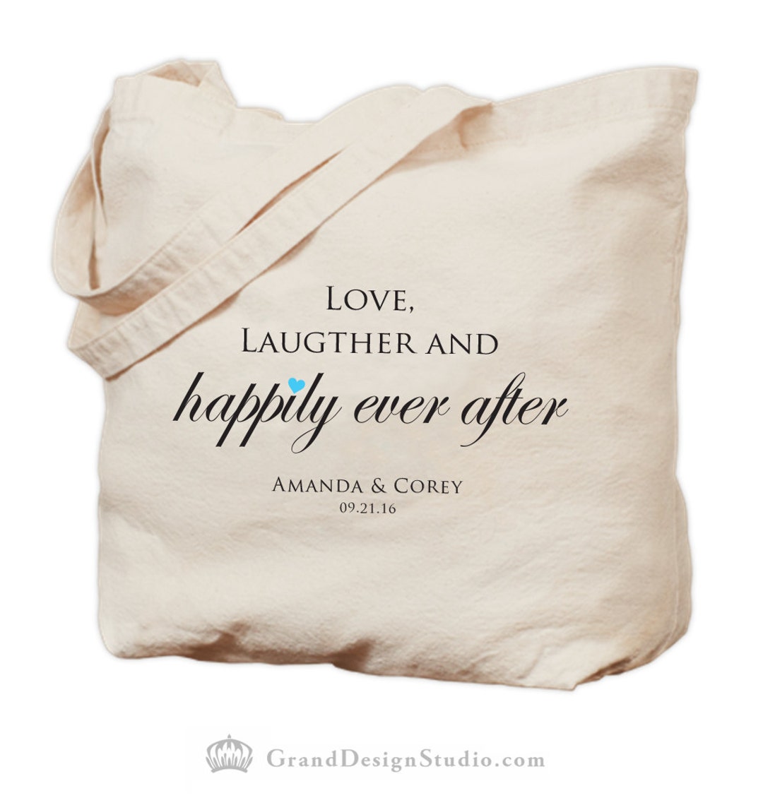 Personalized Wedding Canvas Tote Bag Love Laughter & - Etsy