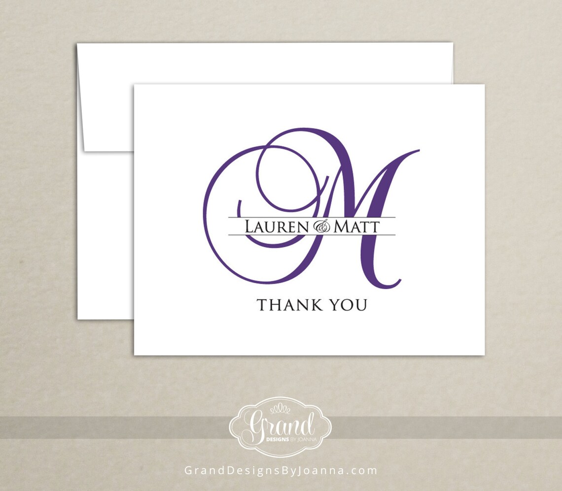 Personalized Note Card Set Monogram Thank You Cards Set of Etsy
