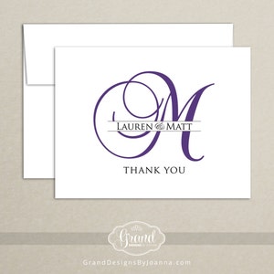 Personalisiertes Note Card Set - Monogramm Dankeskarten (10er Set) - Hochzeit Dankeskarten