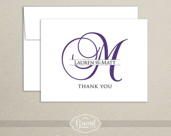 Personalized Note Card Set - Monogram Thank You Cards (Set of 10) - Wedding Thank You Cards