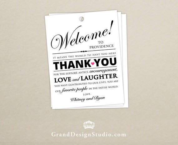 Wedding Welcome Bag Tag SET OF 10 Script Gift Tags for 